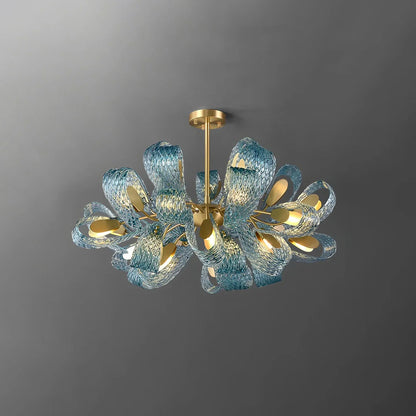 Peacock Blue Art Glass Chandelier