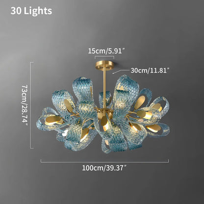 Peacock Blue Art Glass Chandelier