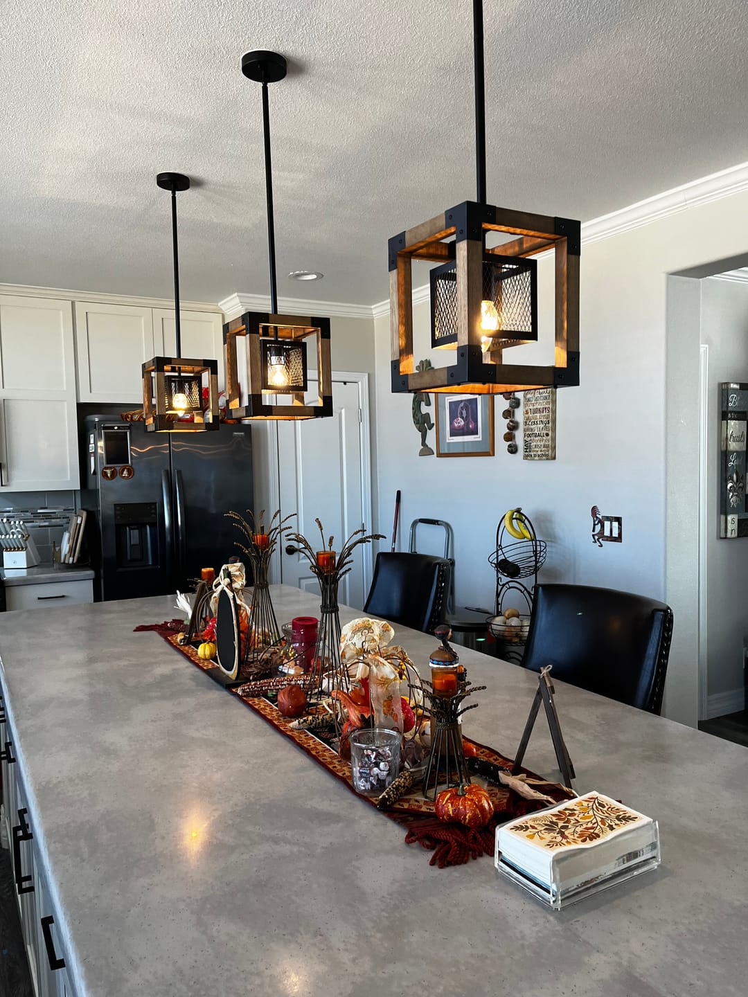 Farmhouse Wood Rectangle Lantern Pendant Light