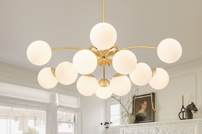 Brass 12-Light Convertible Semi Flush Mount & Pendant Chandelier