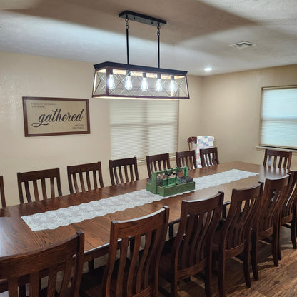 The Artisan Linear Island Chandelier | Real Solid Wood & 5 Free Edison Bulbs