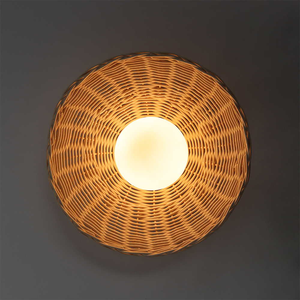 Rustic Bamboo Glass Woven Wall Light
