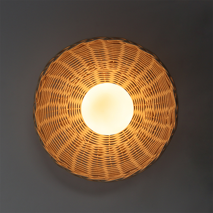 Rustic Bamboo Glass Woven Wall Light