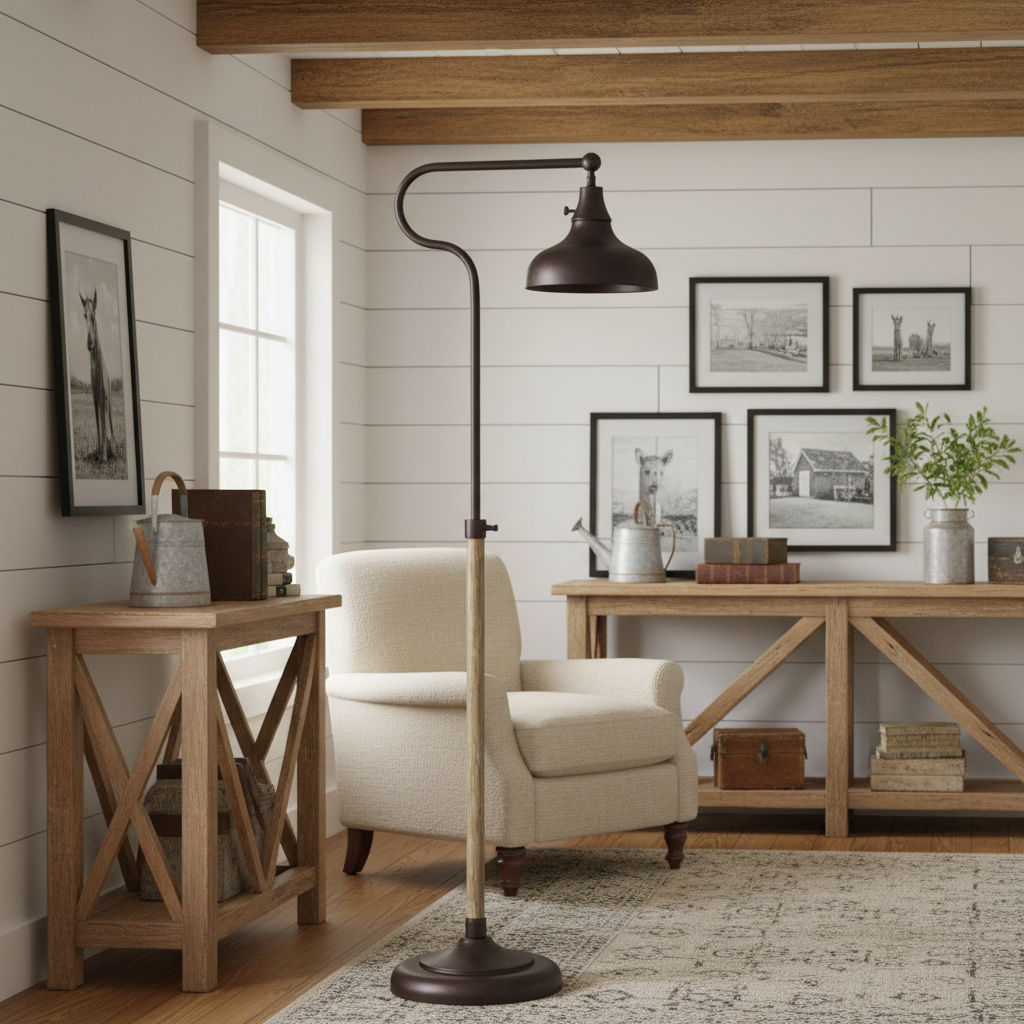 Classic Farmhouse Bronze Adjustable Floor Lamp