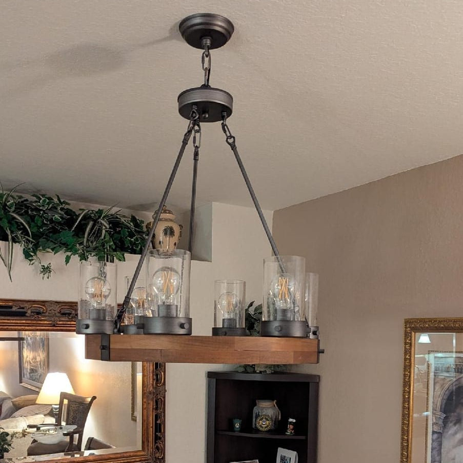 Farmhouse Wood Wagon Wheel Chandelier