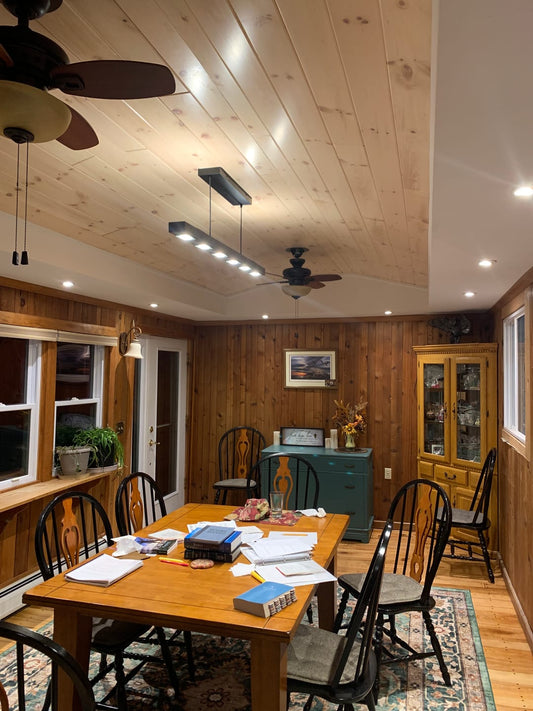 Dimmable LED Rustic Linear Oak Wood Kitchen Island Pendant