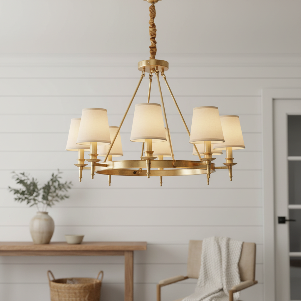 Brass Crown Shade Chandelier