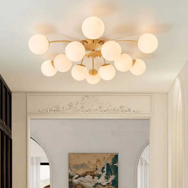 Brass 12-Light Convertible Semi Flush Mount & Pendant Chandelier