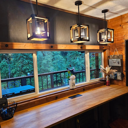 Farmhouse Wood Rectangle Lantern Pendant Light