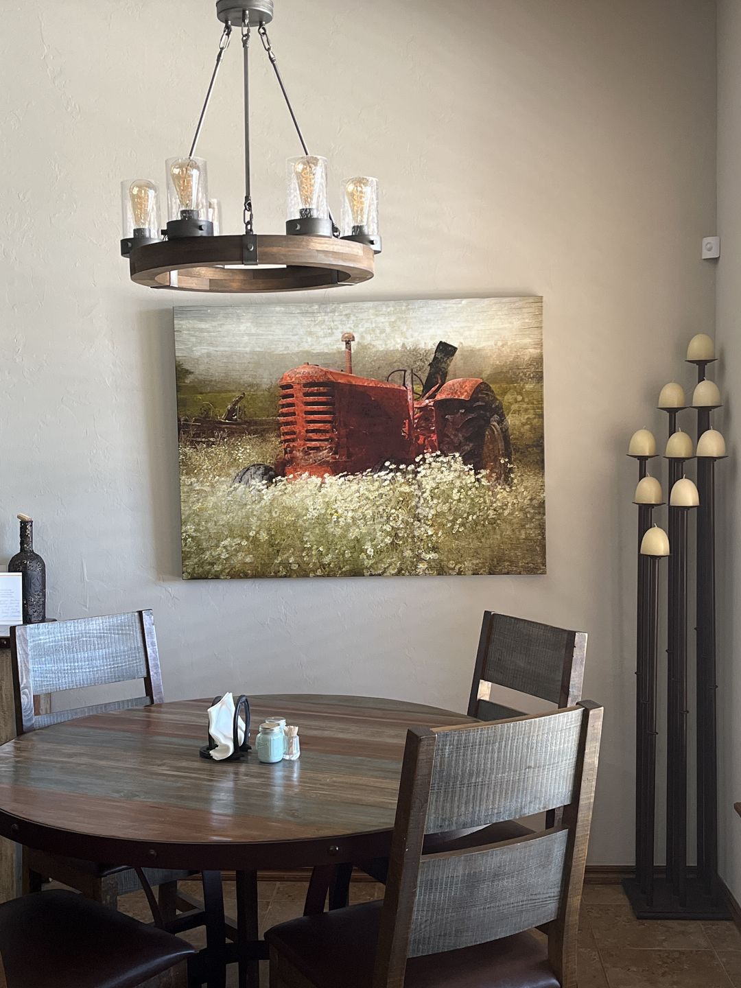 Farmhouse Wood Wagon Wheel Chandelier