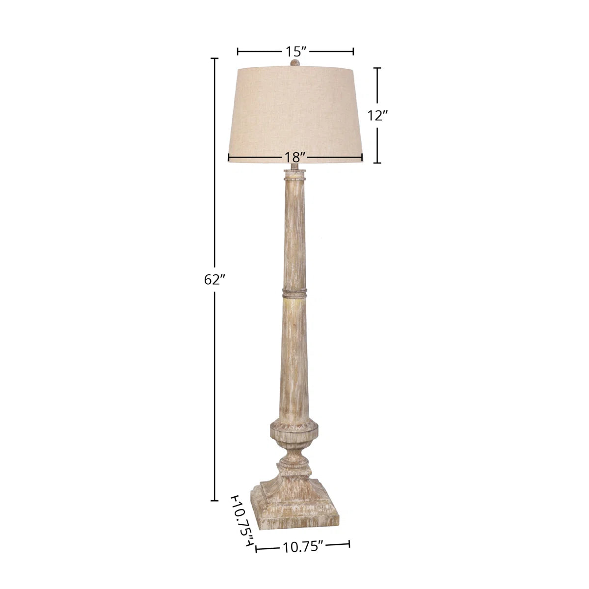 Farmhouse Antique White Wood Floor Lamp