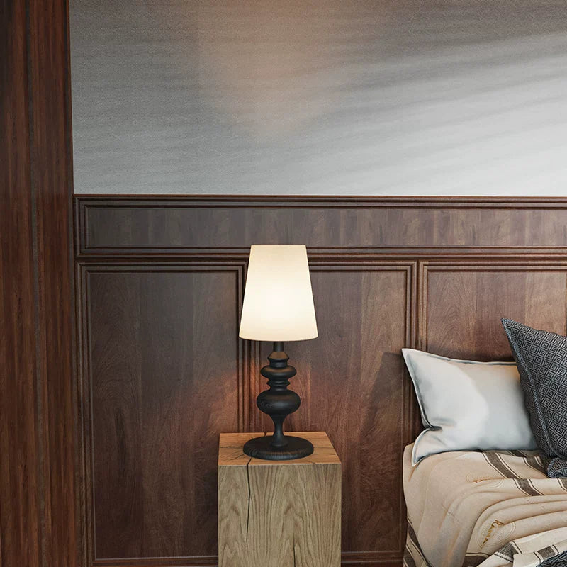 Sculptural Solid Ash Wood Table Lamp with Natural Linen Shade
