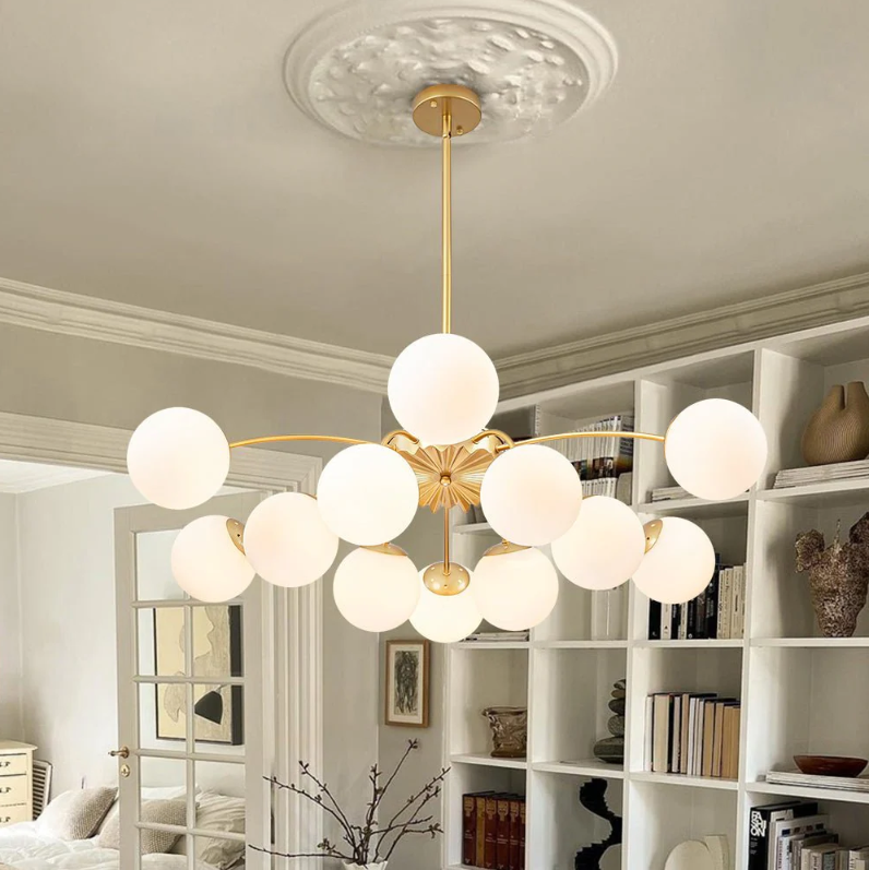 Brass 12-Light Convertible Semi Flush Mount & Pendant Chandelier