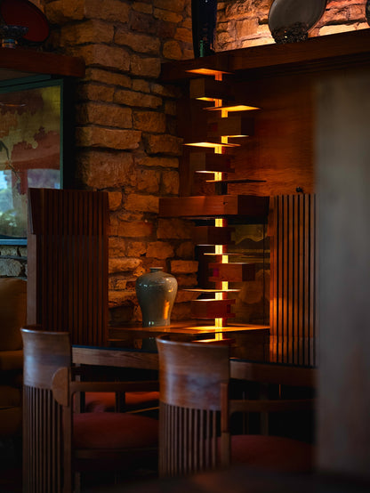 Flowing Water Villa Wooden Floor Lamp