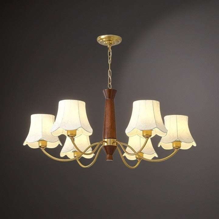 Fabric Pattern Walnut Chandelier