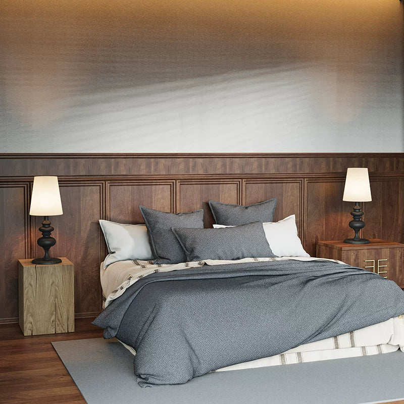 Sculptural Solid Ash Wood Table Lamp with Natural Linen Shade