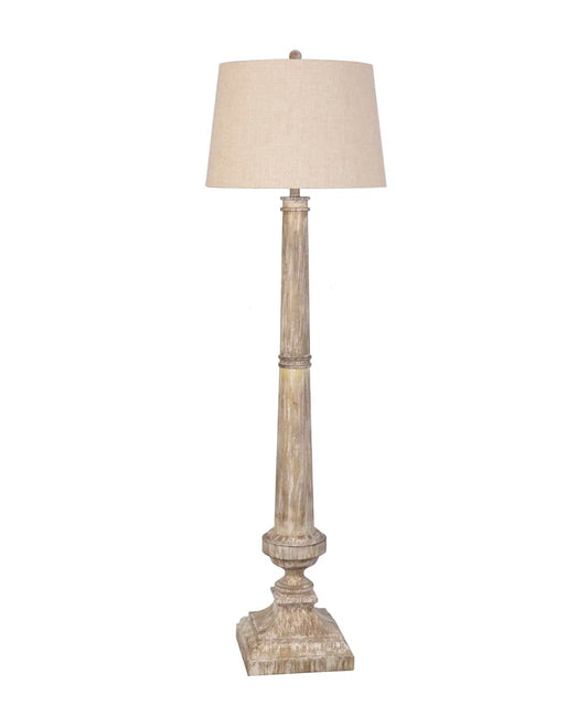Farmhouse Antique White Wood Floor Lamp