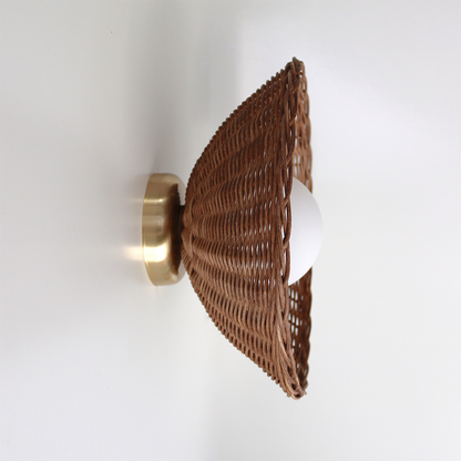 Rustic Bamboo Glass Woven Wall Light