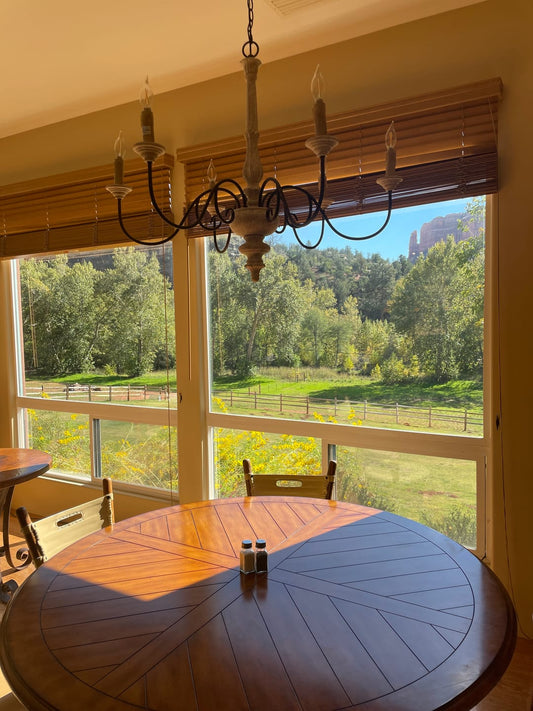 Farmhouse 6 Light Wood Weathered Anchor Chandelier