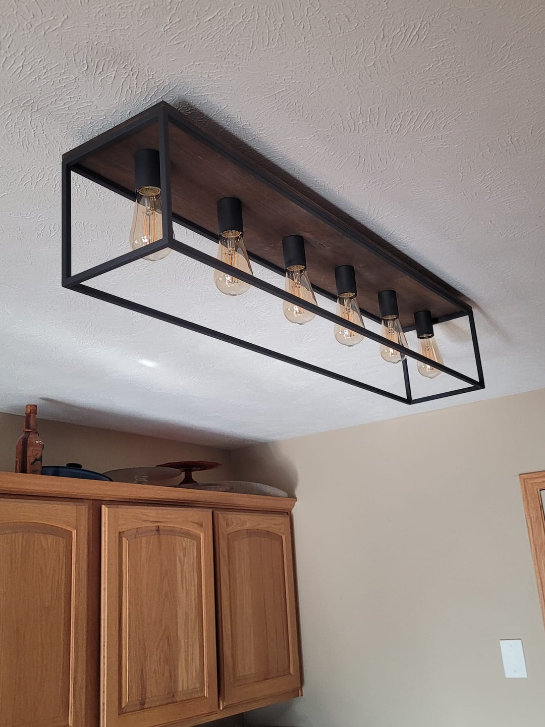 5-Light Rectangular Cage Flush Mount Ceiling Light