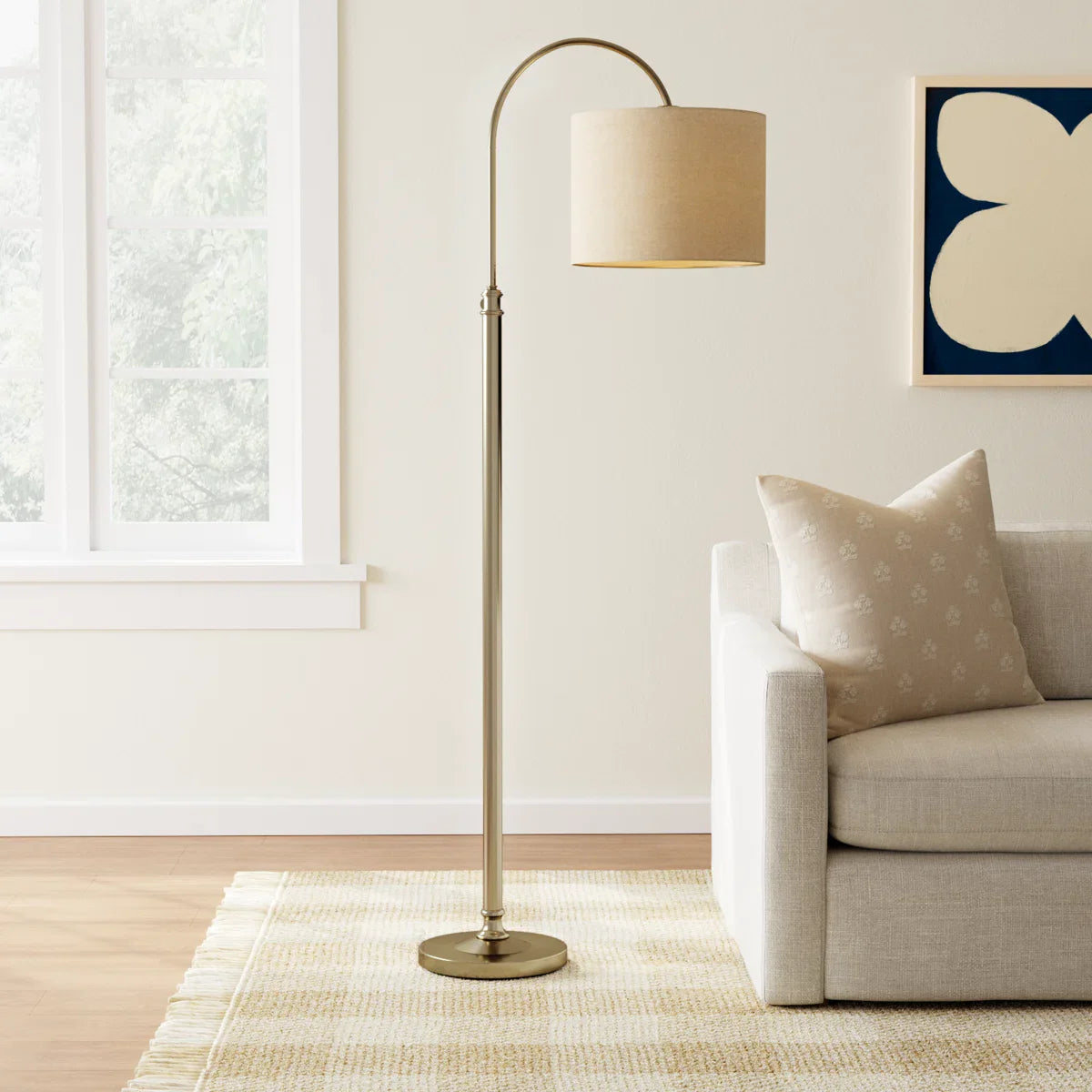 Farmhouse Antique Brass Arched Floor Lamp