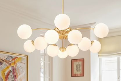 Brass 12-Light Convertible Semi Flush Mount & Pendant Chandelier