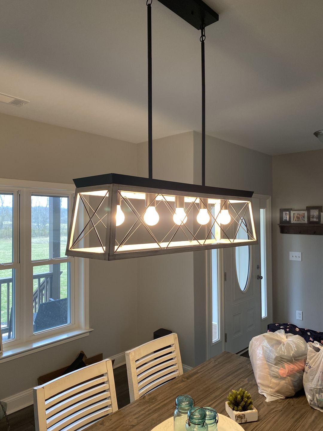 The Artisan Linear Island Chandelier | Real Solid Wood & 5 Free Edison Bulbs