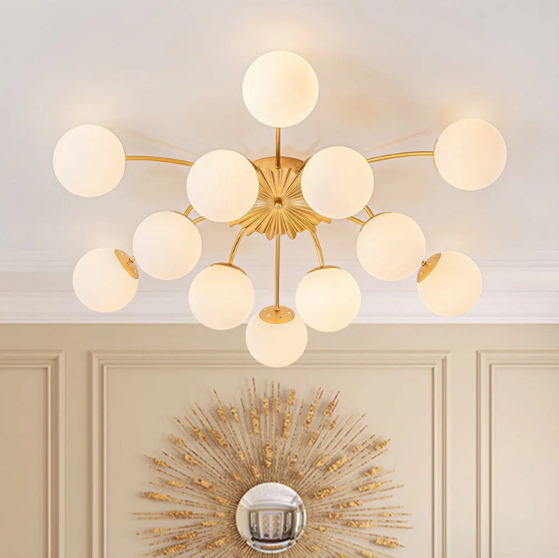 Brass 12-Light Convertible Semi Flush Mount & Pendant Chandelier