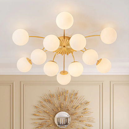 Brass 12-Light Convertible Semi Flush Mount & Pendant Chandelier