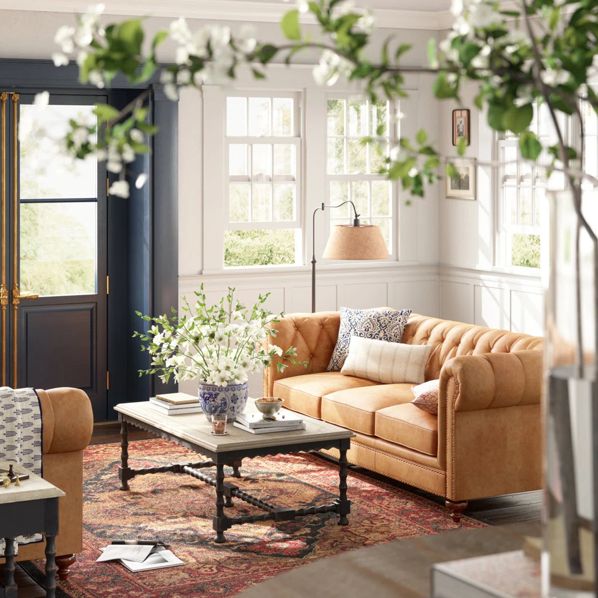 Farmhouse Metal Swing Arm Floor Lamp