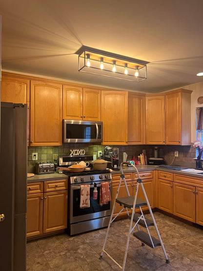 5-Light Rectangular Cage Flush Mount Ceiling Light