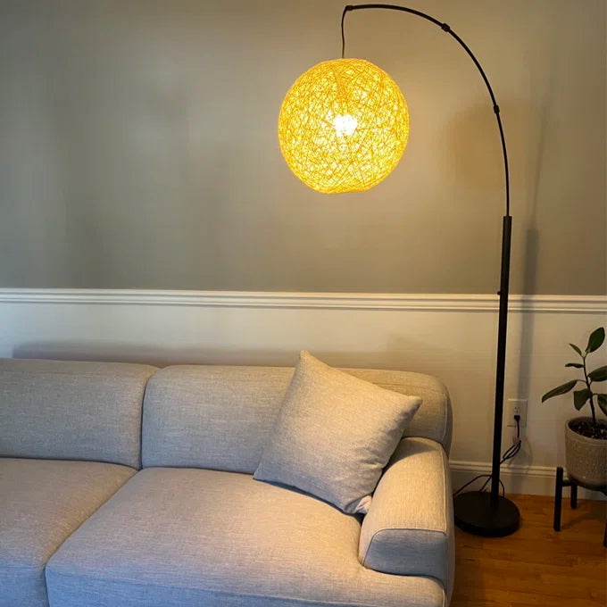 Farmhouse Rattan Arched Floor Lamp