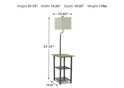 Farmhouse Black Metal & Wood Tray Floor Lamp