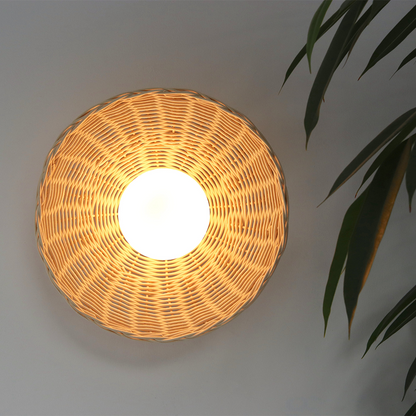 Rustic Bamboo Glass Woven Wall Light