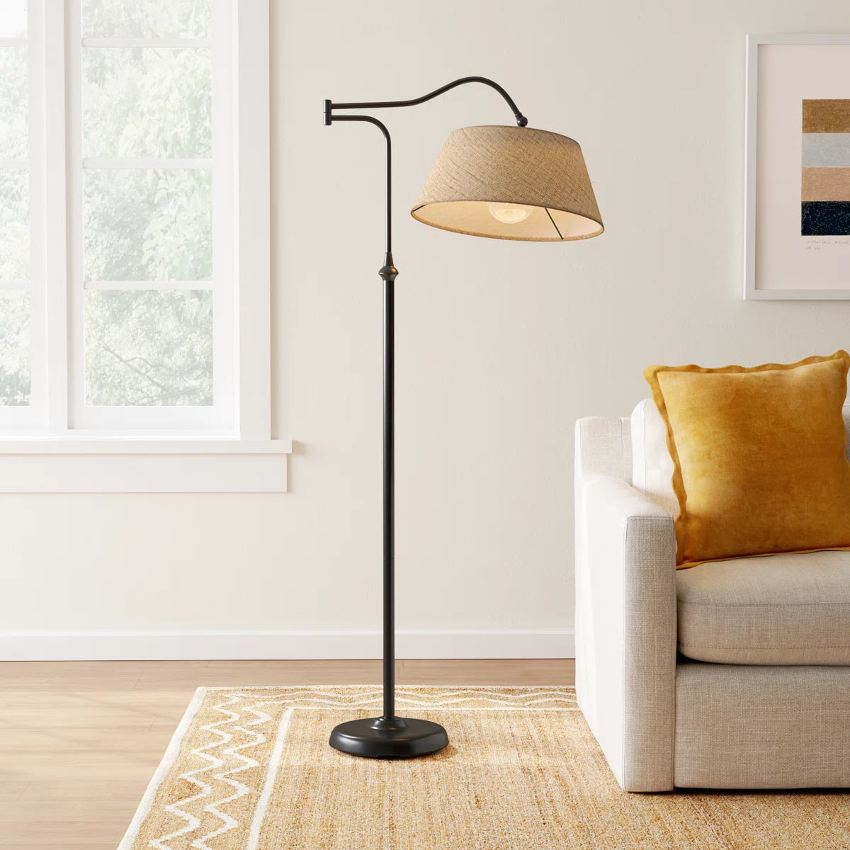 Farmhouse Metal Swing Arm Floor Lamp