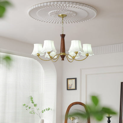 Fabric Pattern Walnut Chandelier