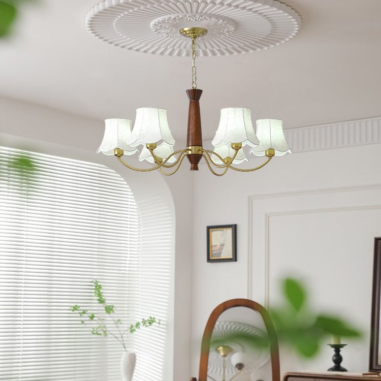 Fabric Pattern Walnut Chandelier