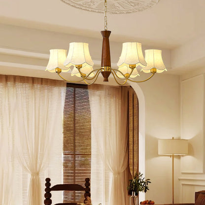 Fabric Pattern Walnut Chandelier