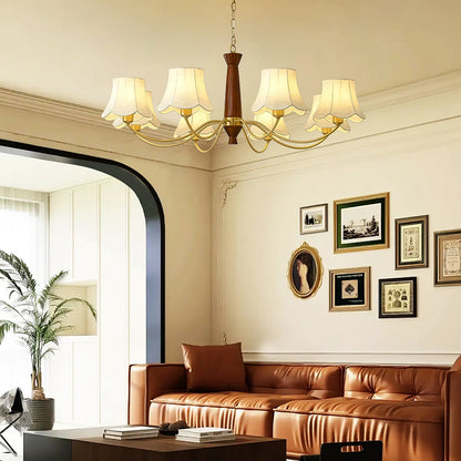 Fabric Pattern Walnut Chandelier