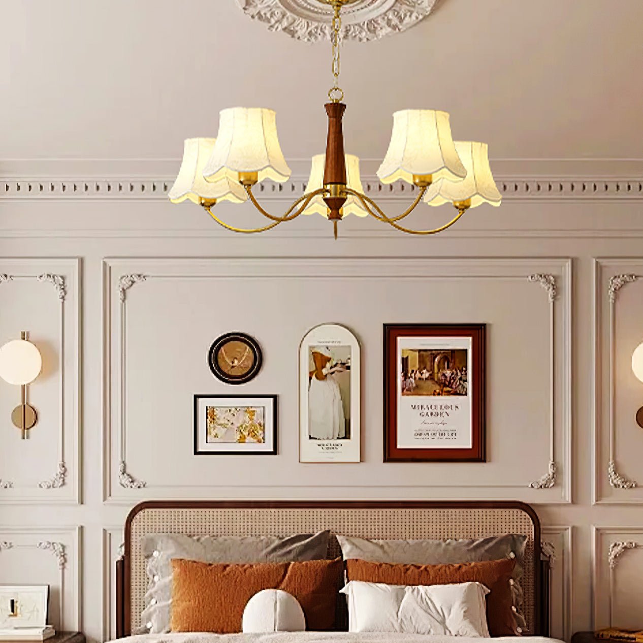 Fabric Pattern Walnut Chandelier