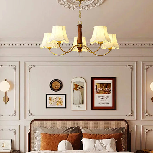 Fabric Pattern Walnut Chandelier