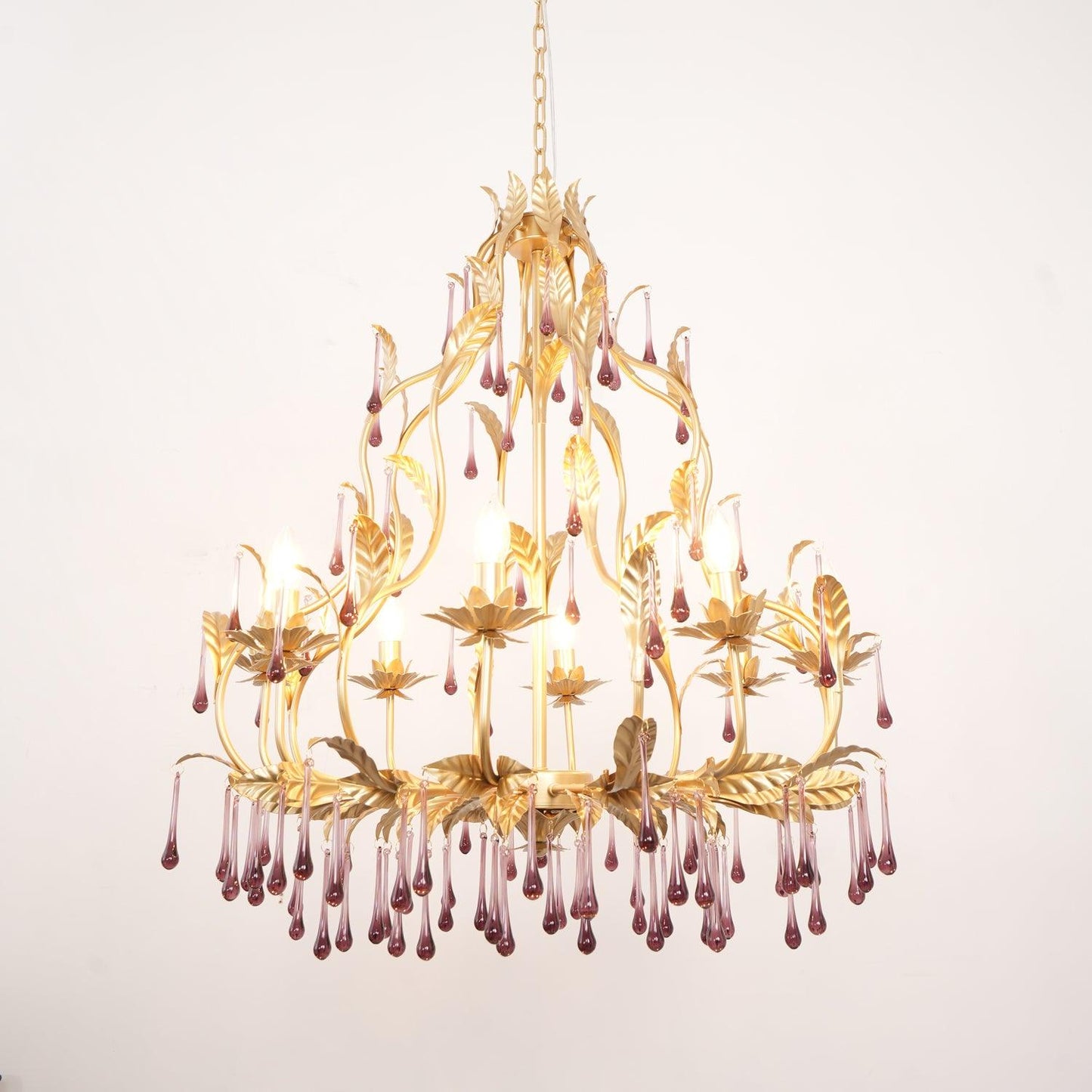 Lavender Crystal Glass Chandelier