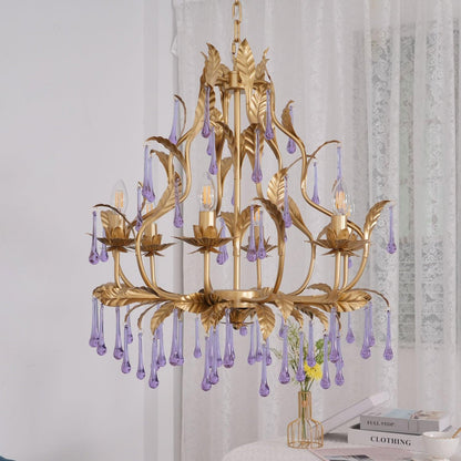Lavender Crystal Glass Chandelier