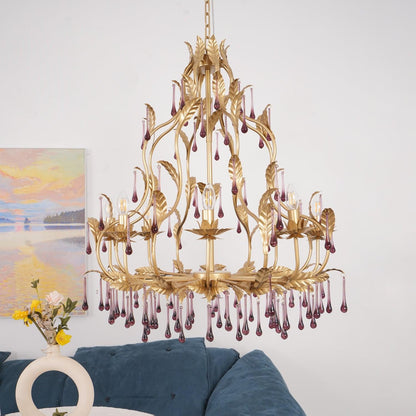 Lavender Crystal Glass Chandelier