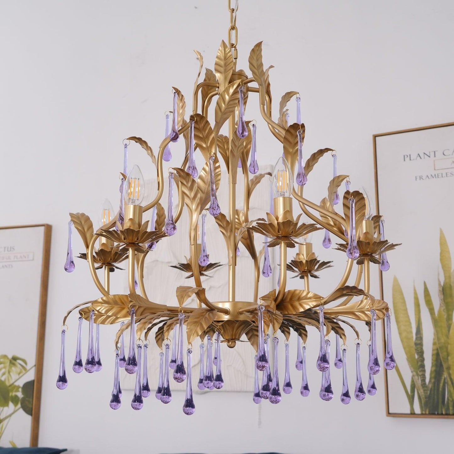 Lavender Crystal Glass Chandelier