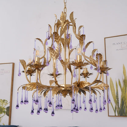Lavender Crystal Glass Chandelier