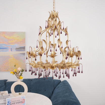 Lavender Crystal Glass Chandelier