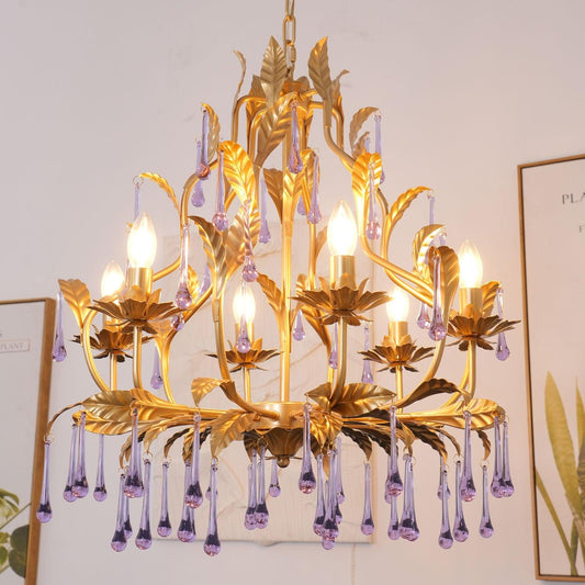 Lavender Crystal Glass Chandelier