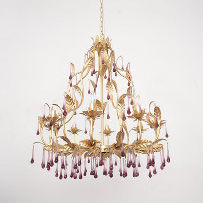Lavender Crystal Glass Chandelier