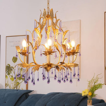 Lavender Crystal Glass Chandelier